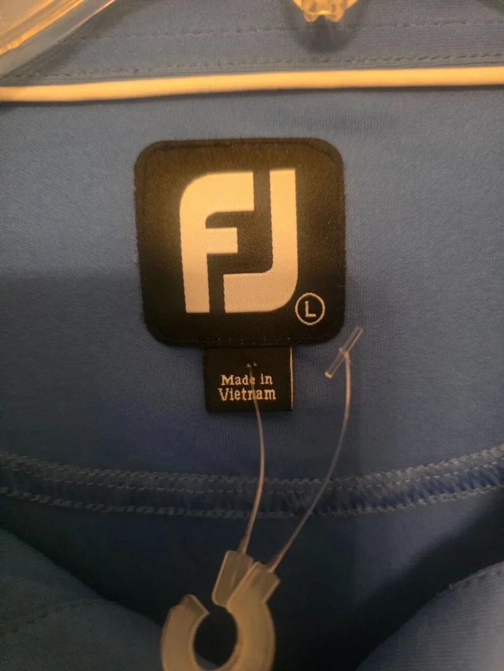 Footjoy Men's Blue White Piped Long Sleeve Performance Golf Shirt L EUC